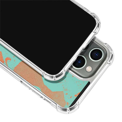 Turquoise and Orange Marble iPhone 15 Pro Clear Case